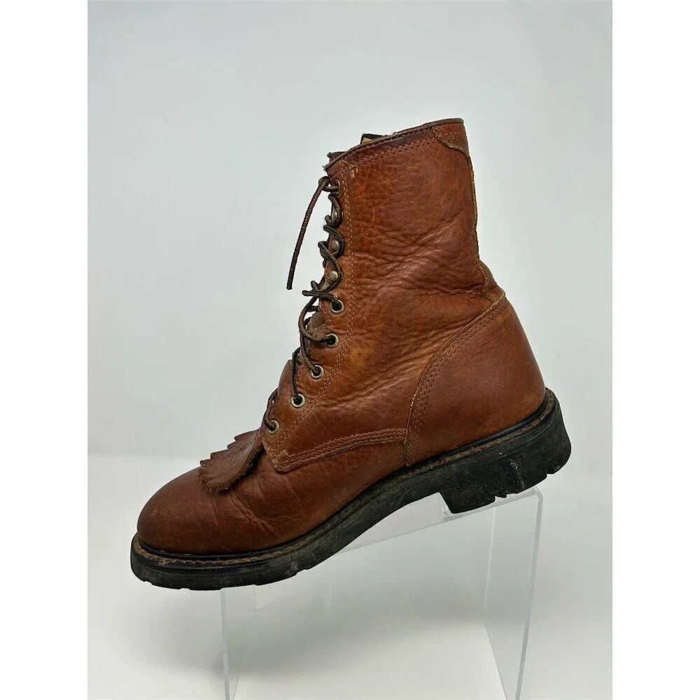 Ariat Cascade 8 Lace-Up Work Boots Mens Brown Leather Kiltie Lug Sole Size 9 EE